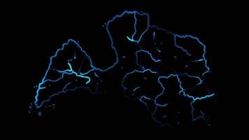 néon quadro, Armação efeito mapa do Letônia, brilho, Preto fundo. video