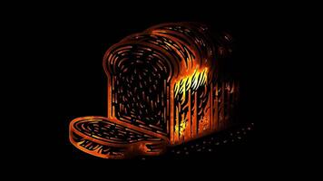 Neon- Rahmen bewirken rupjmaize dunkel brot, von Lettland, glühen, schwarz Hintergrund. video