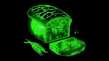 Neon- Rahmen bewirken rupjmaize dunkel brot, von Lettland, glühen, schwarz Hintergrund. video