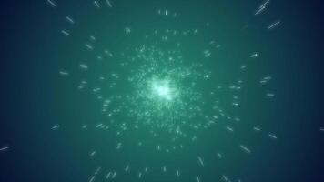 Hypersonic jump through the stars into space. Animated background of particle lines forming a tunnel. a bright neon hyper speed jump to another universe with a speeding light trail video