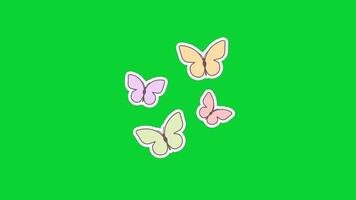 Spring Sticker icons collection, 3D Animation Green Screen, Element Stock Overlay 4k Cartoon Animation Stickers, Realistic running with loop animation chroma key, Green Screen Background video