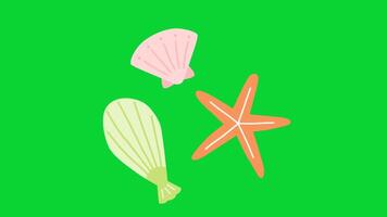 Summer Sticker icons collection, 3D Animation Green Screen, Element Stock Overlay 4k Cartoon Animation Stickers, Realistic running with loop animation chroma key, Green Screen Background video