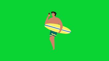 Beach Holiday Sticker icons collection, 3D Animation Green Screen, Element Stock Overlay 4k Cartoon Animation Stickers, Realistic running with loop animation chroma key, Green Screen Background video