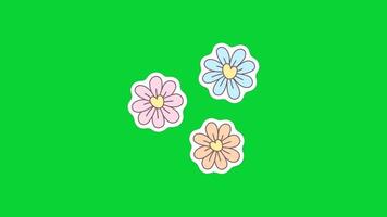 Spring Sticker icons collection, 3D Animation Green Screen, Element Stock Overlay 4k Cartoon Animation Stickers, Realistic running with loop animation chroma key, Green Screen Background video
