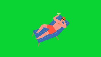 Beach Holiday Sticker icons collection, 3D Animation Green Screen, Element Stock Overlay 4k Cartoon Animation Stickers, Realistic running with loop animation chroma key, Green Screen Background video