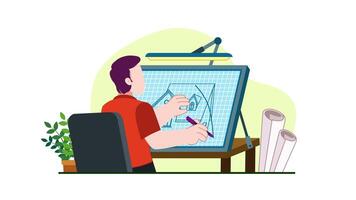 An engineer sketches a building blueprint with a pencil. video