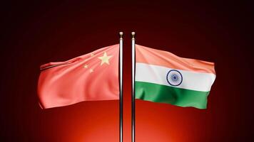 China x India, Experience the dynamic relationship between China and India in this powerful footage, as their flags stand tall against the winds of change video