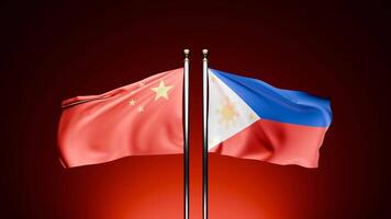 China x Filipinas, embarcar em uma visual viagem exibindo a amizade entre China e a Filipinas, Como seus bandeiras onda dentro uníssono contra uma pano de fundo do compartilhado história e camaradagem. video