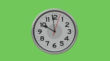 3D rendered last 1 minute of 10 o'clock wall analog clock animation with green screen background, ending 1 minute with ticking clock. video