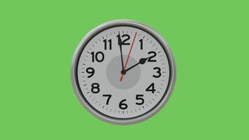 3d reso ultimo 1 minuto di 2 alle parete analogico orologio animazione con verde schermo sfondo, finire 1 minuto con ticchettio orologio. video