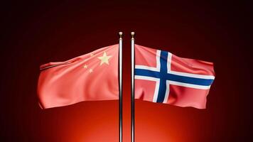 China x Norway, Journey into the diplomatic landscape of China and Norway with this compelling footage, capturing the essence of their relationship through the elegant display of their flags. video