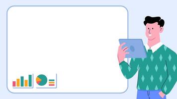 Businessman with Tablet Graphic Chart Statistic Analytic Animation with Copy Space - Success Leader Man Run Business video