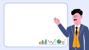 Businessman Present Presentation Graphic Chart Statistic Analytic Animation with Copy Space - Success Leader Man Run Business video