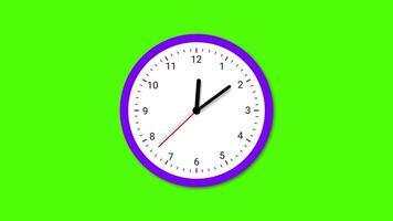 Clock Ticking Circle Clock Animated On Chroma Key Green Screen. 4K Resolution video