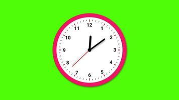 Clock Ticking Circle Clock Animated On Chroma Key Green Screen. 4K Resolution video