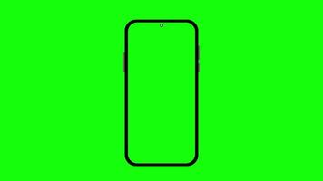 Phone Green Screen Animation On Green Background. Mobile Phone Mockup With Blank Green Screen. 4K Resolution video