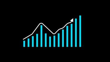 Graph Going Up Rising Bar Graph, Business Growth Graph. Alpha Channel Transparent Background. 4K Resolution video