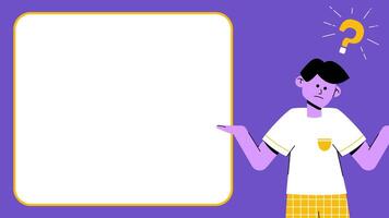 Confused No Idea Thinking Questioning Puzzled Animation Flat Illustration Concept - Man with Question on Copy Space video