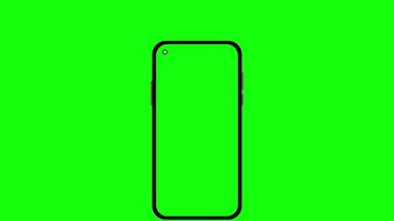 Phone Green Screen Animation On Green Background. Mobile Phone Mockup With Blank Green Screen. 4K Resolution video