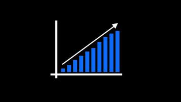 Graph Going Up Rising Bar Graph, Business Growth Graph. Alpha Channel Transparent Background. 4K Resolution video