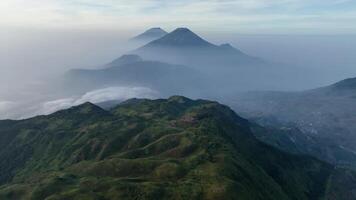 Aerial View of Mountains in Central Java from Mount Prau, Indonesia video
