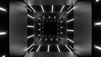 Square Tunnel with White Neon Lines Background VJ Loop in 4K video