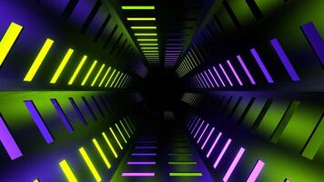Purple and Light Green Neon Bright Light Hex Tunnel Background VJ Loop in 4K video