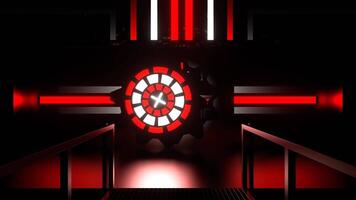 Red and White Neon Vault X Door Background VJ Loop in 4K video