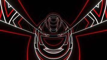 branco e vermelho néon abstrato sem fim comovente em círculo fundo vj ciclo dentro 4k video