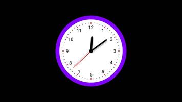 Clock Ticking Circle Clock Animated On Transparent Background With Alpha Channel. 4K Resolution video