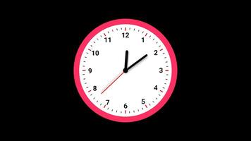 Clock Ticking Circle Clock Animated On Transparent Background With Alpha Channel. 4K Resolution video