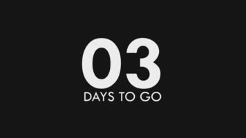 Three, 3 Days to Go Text Cool and Modern Animation video