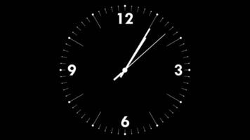 01 05 to 01 10 Clock Five Minutes Time Lapse Animation, Black and White Luma Matte Selection, AM PM, video