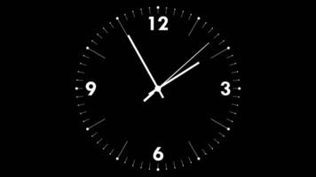 01 55 to 02 00 Clock Five Minutes Time Lapse Animation, Black and White Luma Matte Selection, AM PM, video
