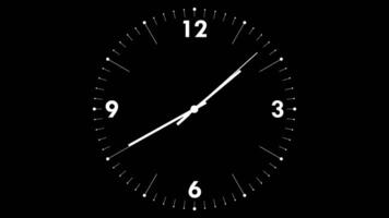 01 40 to 01 45 Clock Five Minutes Time Lapse Animation, Black and White Luma Matte Selection, AM PM, video