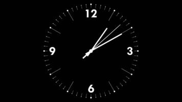 01 10 to 01 15 Clock Five Minutes Time Lapse Animation, Black and White Luma Matte Selection, AM PM, video