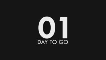 One, 1 Day to Go Text Cool and Modern Animation video