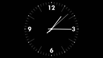 01 15 to 01 20 Clock Five Minutes Time Lapse Animation, Black and White Luma Matte Selection, AM PM, video