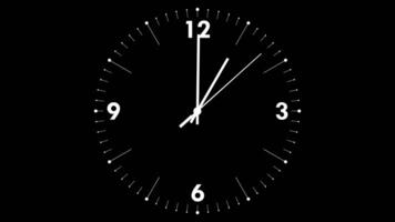 01 00 to 01 05 Clock Five Minutes Time Lapse Animation, Black and White Luma Matte Selection, AM PM, video