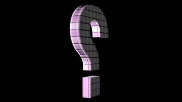 Pink Question mark sign rotating loop on black transparent background video