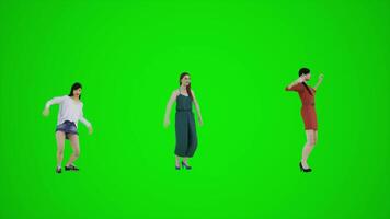 3d persone verde schermo croma chiave sfondo rendere animazione uomo donna ragazzo ragazzo ragazza camminare parlare danza video