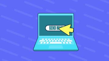 Send Business E-Mail With Notebook 2D Animation video