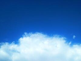 Looking straight up at the the sky. Thin clouds pattern with blue sky as background photo