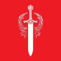 Elegant Sword Emblem with Laurel Wreath , Triumph and Honor in Design vector