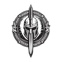Spartan Warrior Helmet Emblem - Classic Symbol of Strength vector