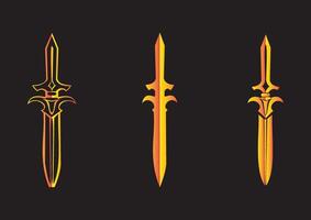 Set of Three of Golden Swords for Striking Emblems of Medieval Elegance and Power vector