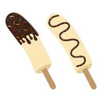 es kul kul ice cream banana dipped in chocolate flavour vector
