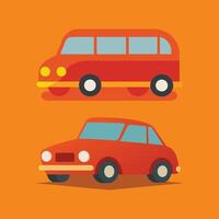Cartoon Bus and Car icon in flat style Simple traffic icon vector