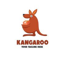 Mascot kangaroo logo for storage box delivery service ,featuring playful and dynamic design vector