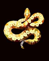 Cobra. polygonal illustration isolated on black background. Low Poly art yellow snake 2025 symbol, reptile stylish modern animal design for sticker, web, zoo and print clothe or paper vector